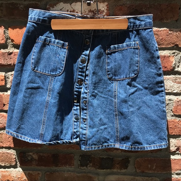 Women button front mini denim skirt - Picture 1 of 3